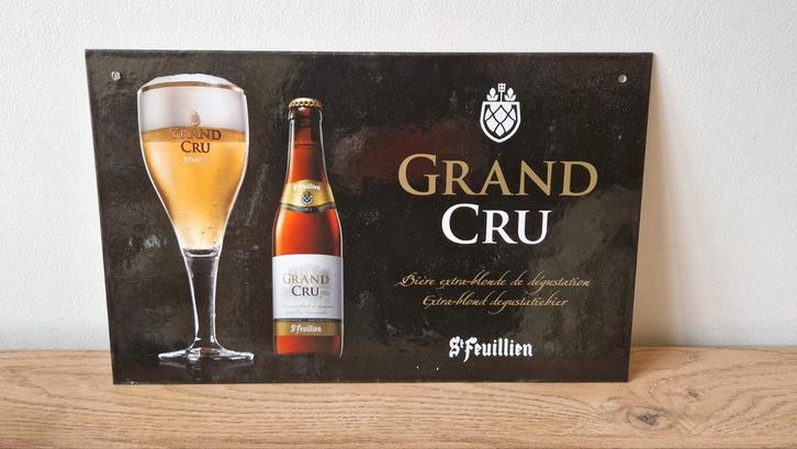 Reclamebord voor bier van Saint-Feuillien Grand Cru, Verzamelen, Biermerken, Zo goed als nieuw, Ophalen of Verzenden