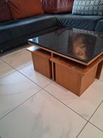 salontafel met 4 bijzettafeltjes, Huis en Inrichting, Tafels | Salontafels, Ophalen, Gebruikt, Vierkant, Modern