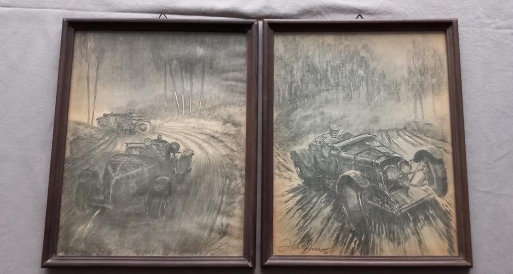 2 reproducties van racetekeningen van Jean Alexandre Josse, Antiek en Kunst, Kunst | Tekeningen en Fotografie, Ophalen of Verzenden