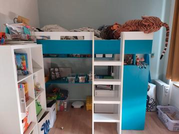 Lit mezzanine avec bureau et armoire, Enlèvement, Comme neuf, Lit mezzanine