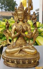Chenrezig Boeddha Avalokiteshvara Messing Beeld Tibet-Nepal,, Huis en Inrichting, Woonaccessoires | Boeddhabeelden, Ophalen, Gebruikt