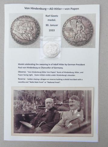 Medaille + foto's machtsovername  door de nazi's in 1933.  beschikbaar voor biedingen