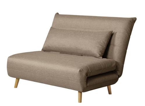Slaapfauteuil Ösmo - geweven stof - Zandgrijs, Huis en Inrichting, Slaapkamer | Slaapbanken, Zo goed als nieuw, 120 cm, 190 cm of minder