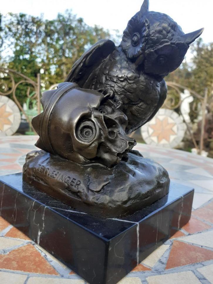 Superbe bronze animalier ( le hibou à la tête de mort), Antiquités & Art, Antiquités | Bronze & Cuivre, Bronze, Enlèvement ou Envoi