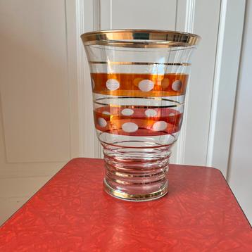 Vergulde & gegraveerde art deco vaas Laeken Booms glas (?), Antiek en Kunst, Ophalen of Verzenden