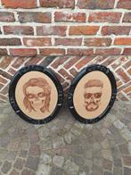 2 antieke kaders met handgetekende schets, Antiek en Kunst, Ophalen