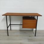 Vintage bureau teak zwart metaal, Huis en Inrichting, Bureaus, Ophalen of Verzenden, Zo goed als nieuw, Bureau