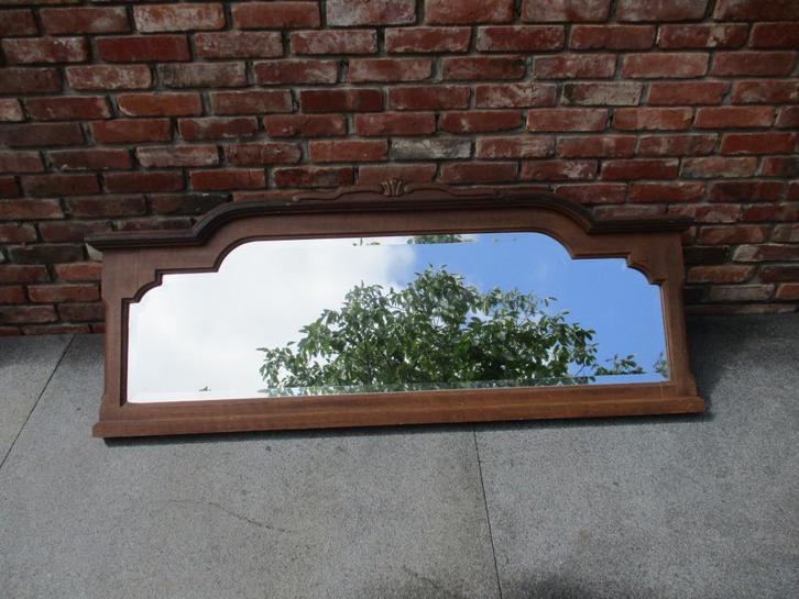 spiegel met houten afwerking, Huis en Inrichting, Woonaccessoires | Spiegels, Gebruikt, 125 cm of meer, 100 tot 150 cm, Rechthoekig