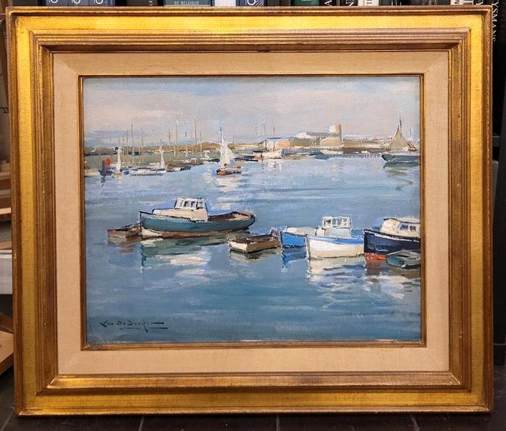 Luc DE DECKER, havengezicht, Antiquités & Art, Art | Peinture | Classique, Enlèvement ou Envoi