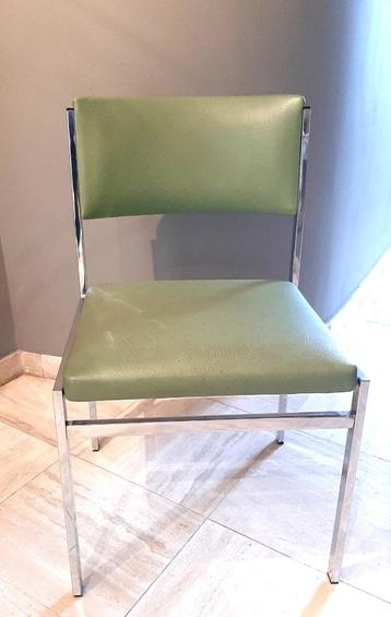 Chaise de bureau vintage - chrome skaï vert- (Cees Braakman)