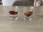 Verschillende borrelglaasjes met auto print (9 cm), Ophalen of Verzenden, Zo goed als nieuw, Borrel- of Shotglas