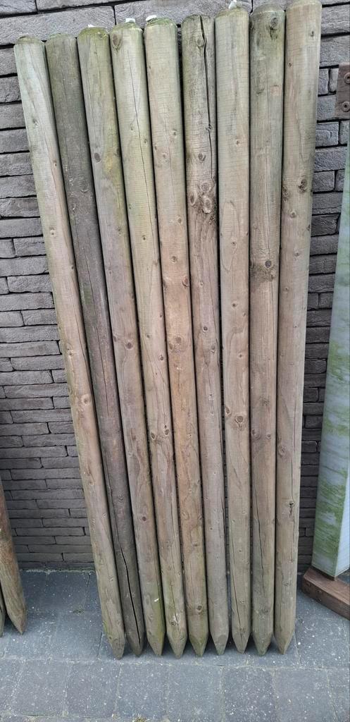 Tuinpaal tuinpalen rond 6 cm hout, Tuin en Terras, Palen, Balken en Planken, Zo goed als nieuw, Ophalen