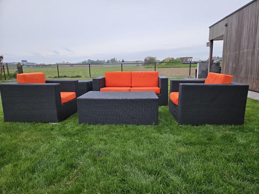 Tuinset vijfdelig met kussens, Tuin en Terras, Ophalen, 5 zitplaatsen, Rotan, Tuinset