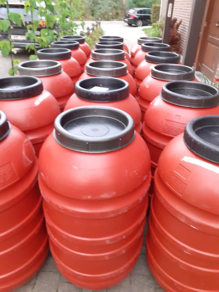 Vat, regenton, bidon, ton 220 liter, Ophalen, Kunststof, Met kraantje, 150 liter of meer