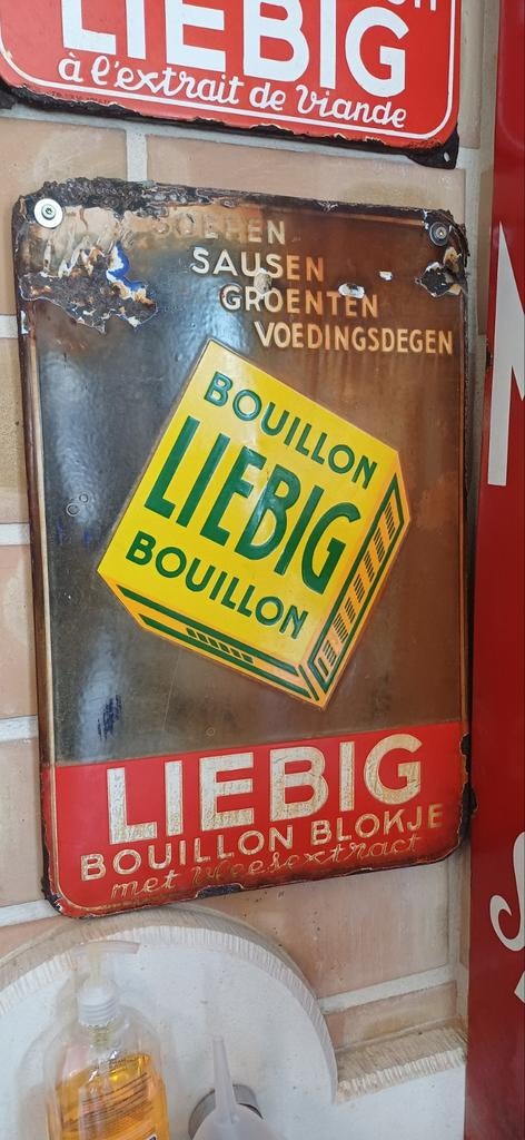 Emaille reclamebord liebig, Ophalen of Verzenden, Reclamebord