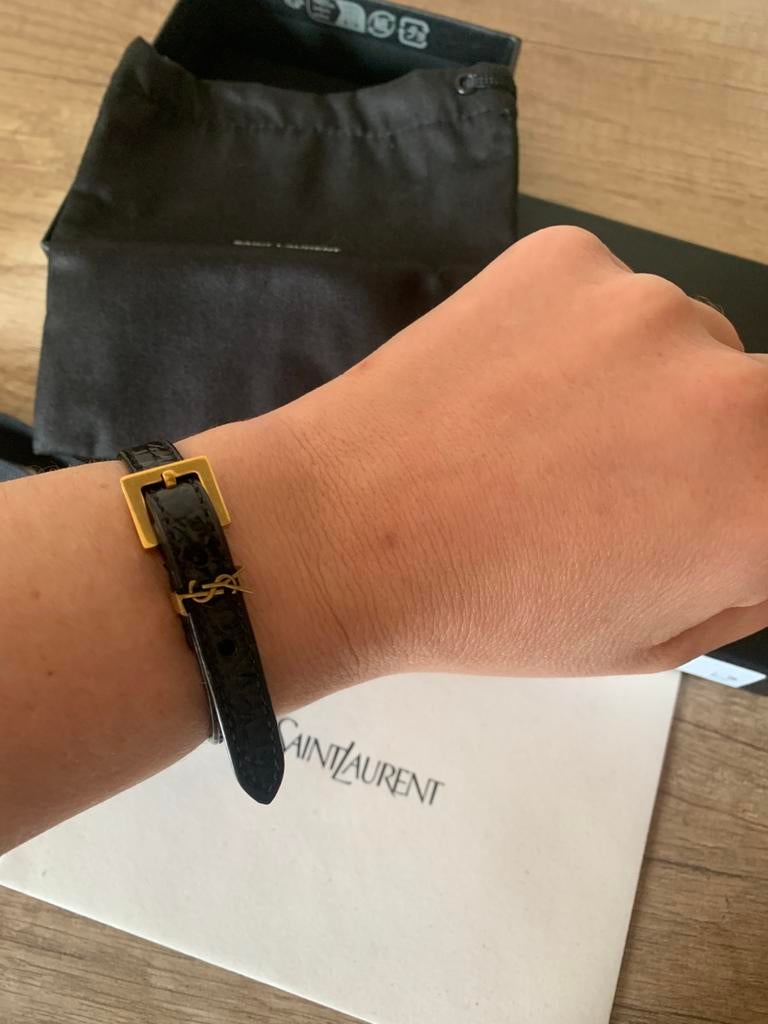 NEW NEW Yves saint laurent lederen armband maat S, Ophalen of Verzenden, Nieuw, Zwart, Leer