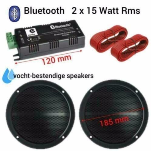Bluetooth Vochtbestendige luidspreker set Zwart 2x 16,5Cm [K, Overige merken, Nieuw, Ophalen of Verzenden, Minder dan 60 watt