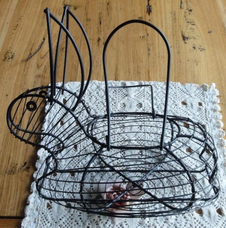 Zwart draadmandje / eiermandje haas, PASEN, Diversen, Pasen, Gebruikt, Ophalen of Verzenden