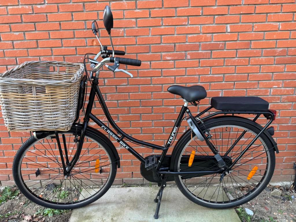 Moederfiets met kinderzit en voetsteun 28 inch, Ophalen, 1 zitje, Zo goed als nieuw, Mandje