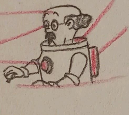 Dessin original du professeur Sunflower, Enlèvement ou Envoi, Tintin