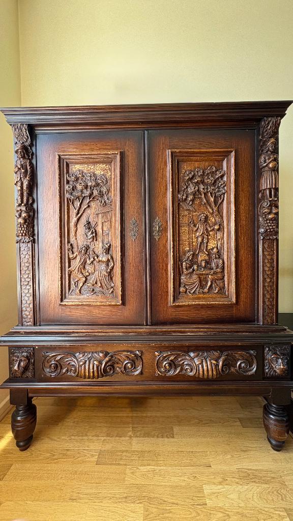 Prachtige massief eiken kast, Antiek en Kunst, Antiek | Meubels | Kasten, Ophalen
