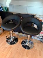 2 barkrukken zwart leer, Huis en Inrichting, Ophalen, Zo goed als nieuw