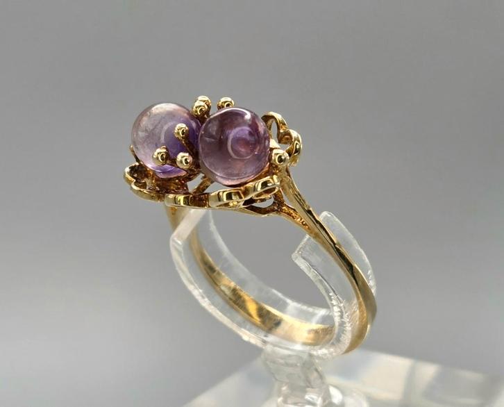 Bague vintage en or avec améthyste. 2026/199., Bijoux, Sacs & Beauté, Bijoux anciens, Bague, Or, Avec pierre précieuse, Enlèvement ou Envoi