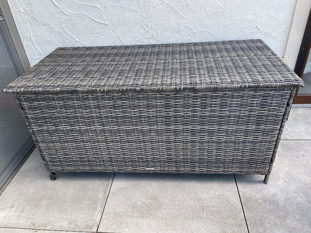 Coffre de jardin neuf en rotin synthétique tressé gris, Jardin & Terrasse, Enlèvement, Neuf, Synthétique