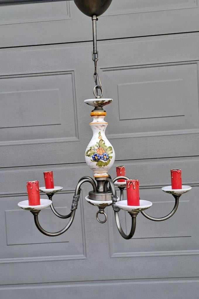 Porseleinen antieke kroonluchter, vintage., Huis en Inrichting, Lampen | Kroonluchters, Ophalen, Gebruikt, Klassieke