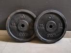 2 x 10kg plaques de musculation Argon (30mm)., Enlèvement, Utilisé, Bras, Plaques d'haltères