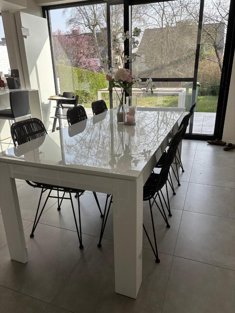 TE KOOP - TAFEL (+6 STOELEN) - l215 x b90 x 75,3h, Comme neuf, Enlèvement, 50 à 100 cm, Rectangulaire