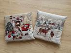 2 kussens kerst decoratief, Ophalen, Zo goed als nieuw, Beige, Vierkant