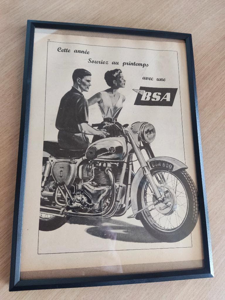 ingelijste originele reclame BSA - 1955, Met lijst, A4 of kleiner, Ophalen of Verzenden, Reclame