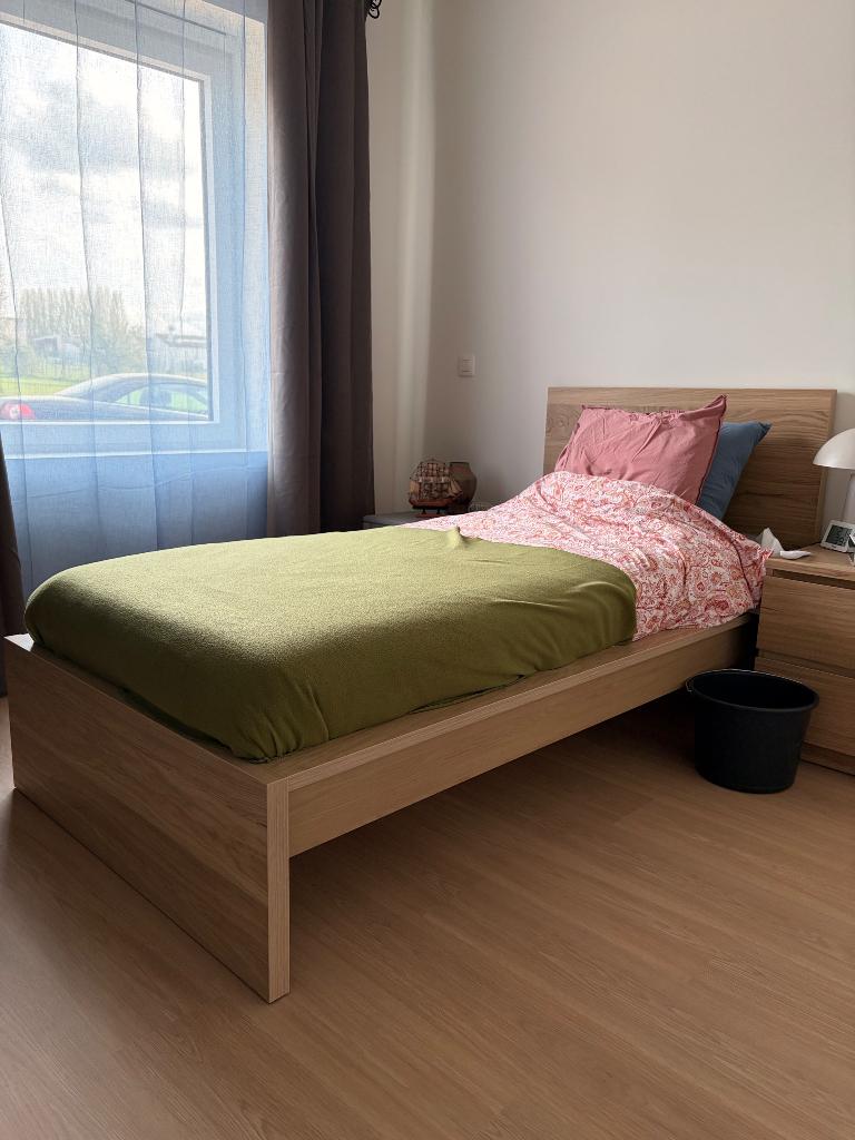 MALM bed 90cm met matras, Maison & Meubles, Chambre à coucher | Lits, Comme neuf, Une personne, 90 cm, 200 cm, Bois, Autres couleurs