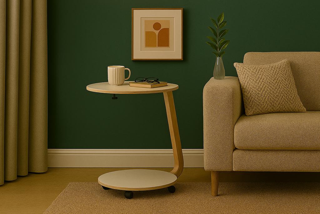 Bijzettafel op wieltjes, Huis en Inrichting, Tafels | Bijzettafels, Ophalen, Zo goed als nieuw, Rond