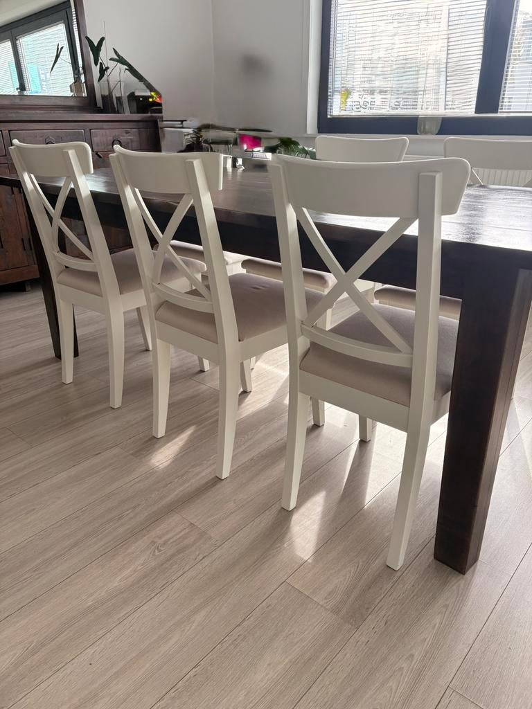 6 IKEA Ingolf eetkamerstoelen, Ophalen, Zo goed als nieuw