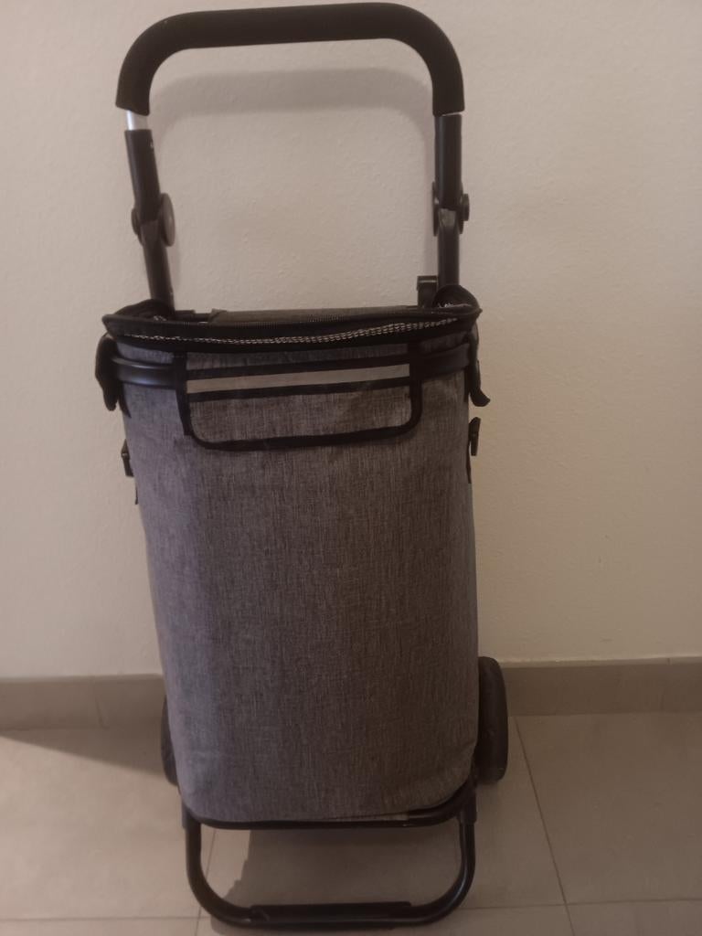 Chariot de course isotherme, Enlèvement, Utilisé, Gris, Roulettes