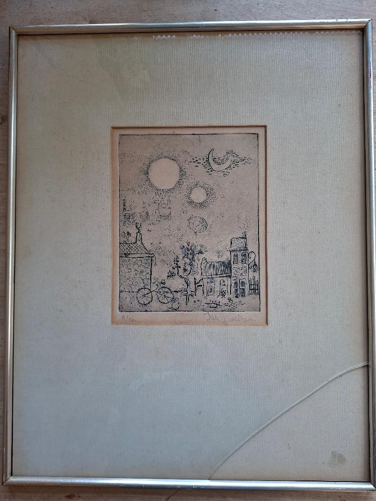 Gesigneerde ets van Jan Vermeiren – 8/10, Antiek en Kunst, Kunst | Etsen en Gravures, Ophalen, Origineel, Ets, 50 cm