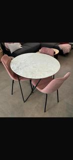 Ronde tafel marmer blad (met stoelen), Ophalen, Zo goed als nieuw