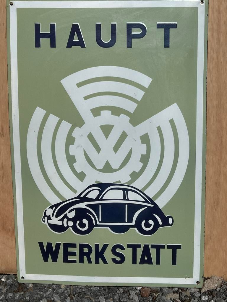 Volkswagen WerkstattAuthentiek email reclamebord, Huis en Inrichting, Woonaccessoires | Tekstborden en Spreuken, Gebruikt, Ophalen
