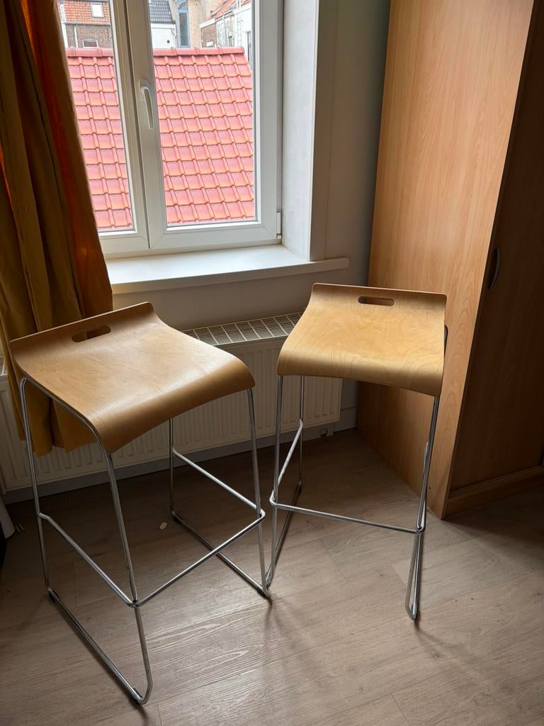 2 barstoelen 80 cm hoog, Ophalen, Met voetsteun, 60 tot 90 cm, Zo goed als nieuw