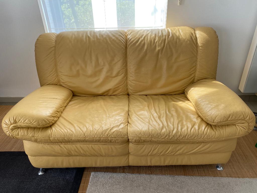 Lederen zetel 2-zit en 3-zit, Banc droit, Enlèvement, Utilisé, Cuir