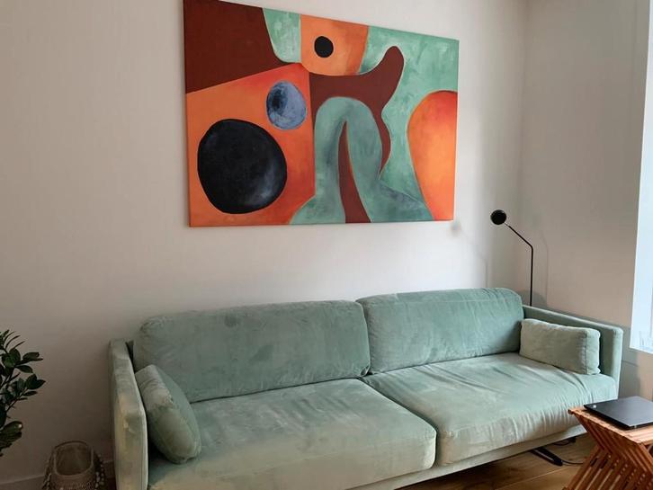 Muntgroene zetel van Fest Amsterdam, Huis en Inrichting, Zetels | Zetels, Zo goed als nieuw, Rechte bank, Driepersoons, 200 tot 250 cm