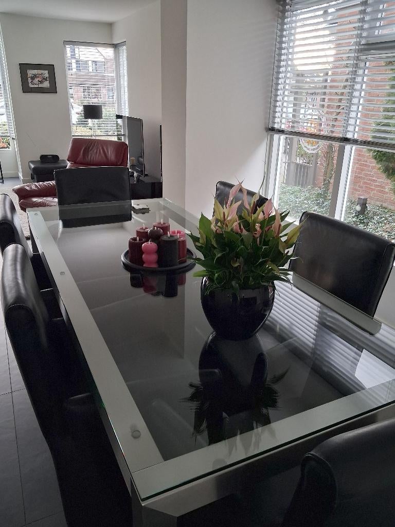 Table en acier inoxydable, idéale pour terrasse.220x90 cm, Verre, Comme neuf, Enlèvement, Rectangulaire