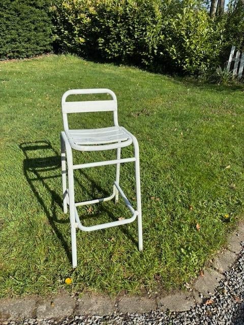 8 chaises hautes d'extérieur en aluminium, Maison & Meubles, Chaises, Enlèvement, Utilisé, Blanc, Métal