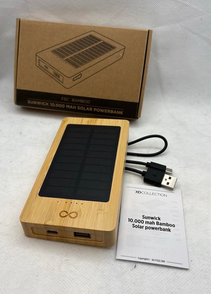 Sunwick 10.000 mAh bamboe powerbank - XD Collection, Ophalen of Verzenden, Zo goed als nieuw