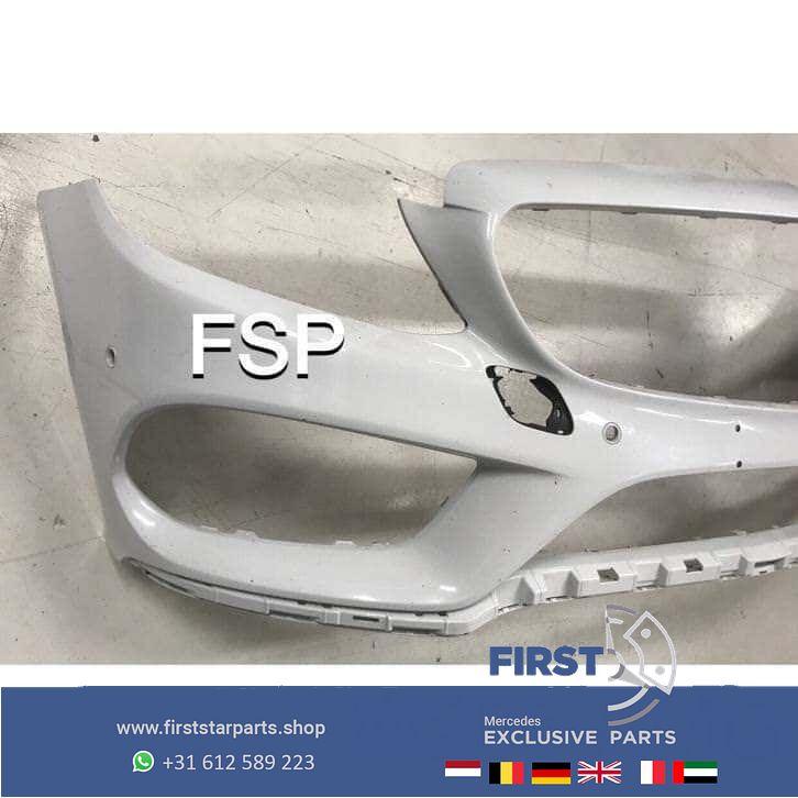 W205 AMG Voorbumper Mercedes C Klasse 2014-2018 bumper wit, Gebruikt, -, Voor, Ophalen of Verzenden