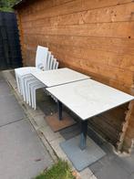 5 Witte Kunststof Stoelen + 2 Metalen Tafelframes (Terespa), Tuin en Terras, Ophalen, Gebruikt