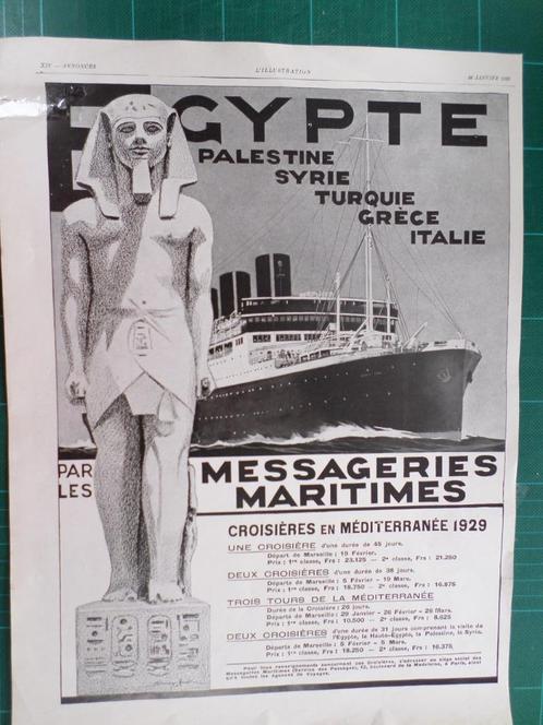Transp.maritime - pub.papier Messageries Maritimes - 1929, Verzamelen, Scheepvaart, Gebruikt, Overige typen, Motorboot, Ophalen of Verzenden