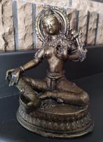 Statue divinité Tara Verte assise en bronze, Ophalen, Zo goed als nieuw